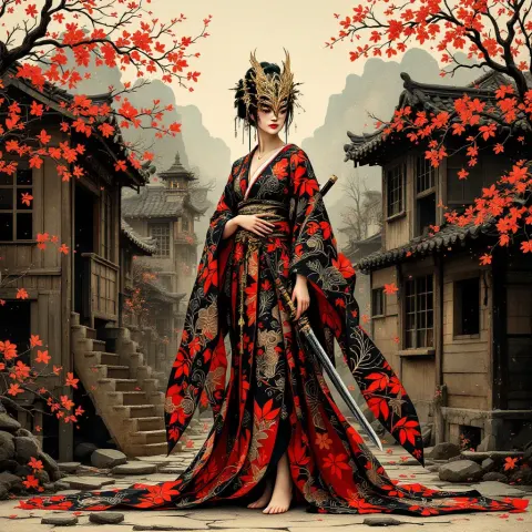 Geisha Ninja Kimono Armor Klimt