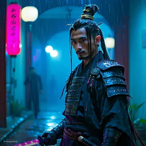 Cyberpunk Jawara Neon Bandung Warrior