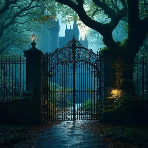 Hidden Victorian Gate on a Stormy Night