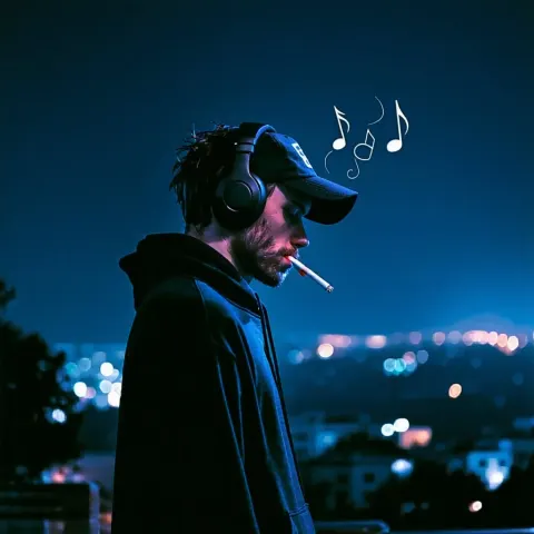 Depressed Man Cigarette Hoodie Night