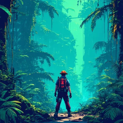 Vector Researcher in a Post Apocalyptic Rainforest