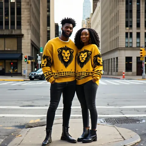 Couple Lions Head Sweater Downtown