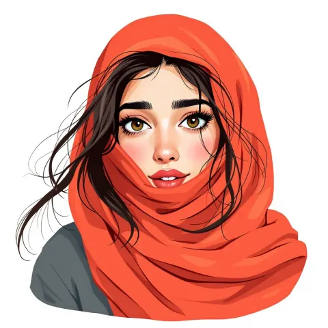 Iranian Woman Colorful Caricature