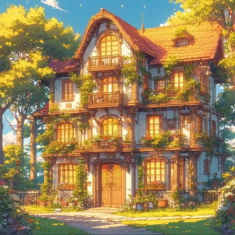 Windowless Anime House in Golden Detail