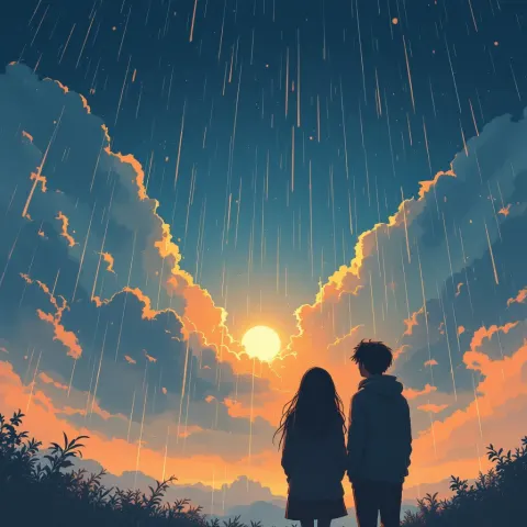 Couple Rain Sky Ghibli Glorious