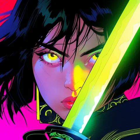 Yellow Eyes Black Hair Manga Warrior