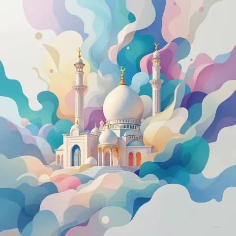 Beautiful Mosque Colorful Abstract