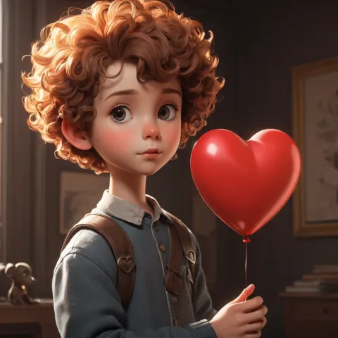 Boy Heart Balloon Illustration