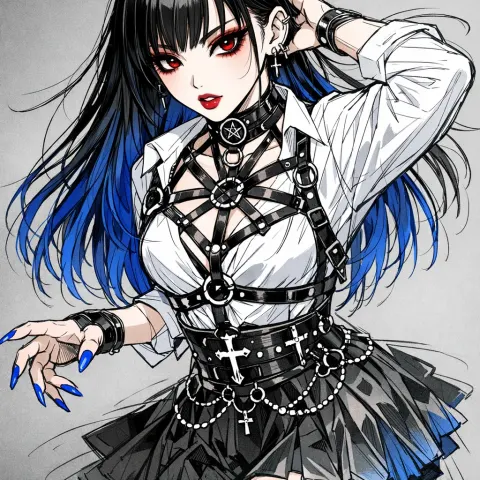 Gothic Korean Makeup Girl Harness