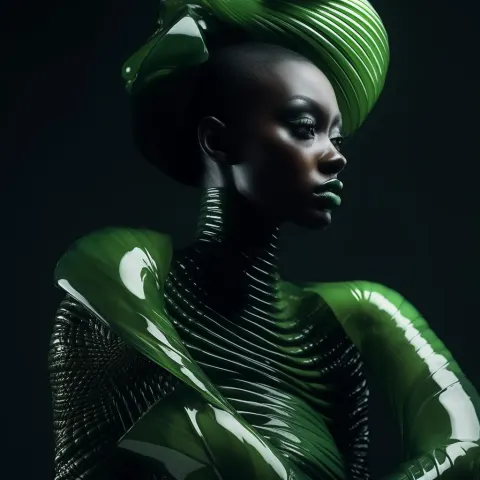 Black Female Model Latex Techno