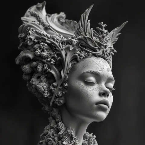 Ornate Crown Sculpture Woman