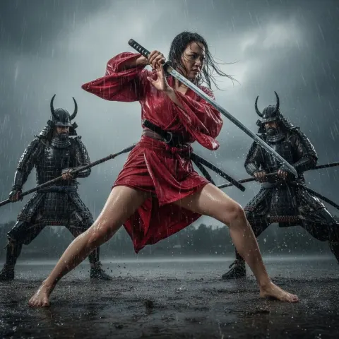 Japanese Warrior Rain Battle