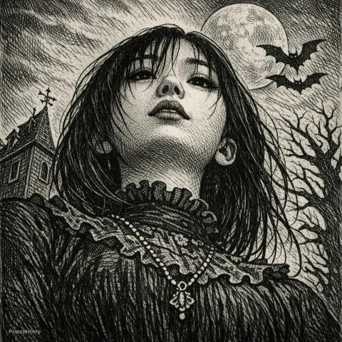 Asian Girl Gorey Portrait
