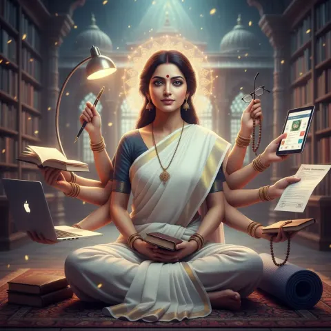 Indian Woman Ten Hands