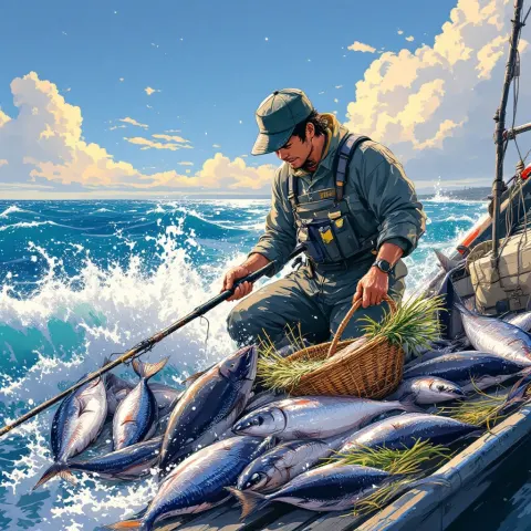 Japanese Fisherman Sea Anime