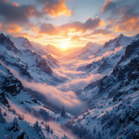 Snowy Mountain Valley Drone
