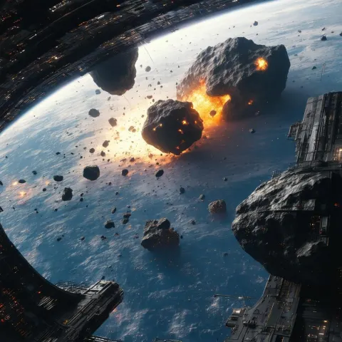 Asteroid Destroying Earth Seen From a Station