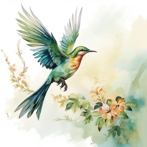 Bird Flying Watercolor Harmony
