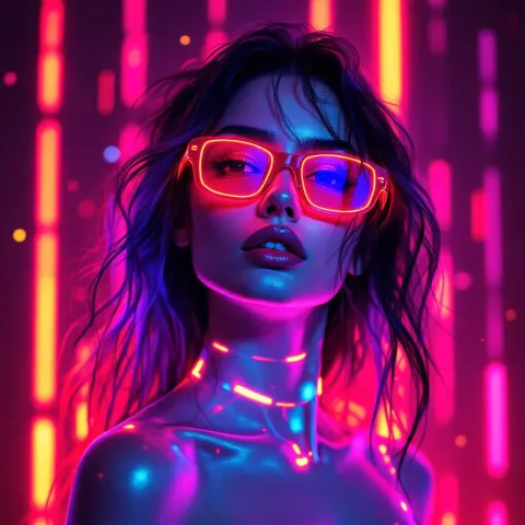 Neon Bio Woman Vaporwave