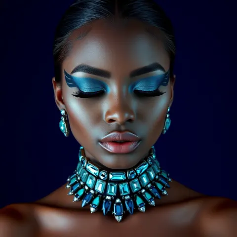Fashion Woman Teal Choker