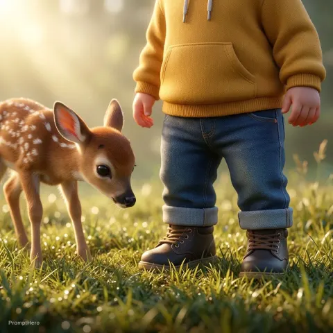 Boy Fawn Meadow Pixar