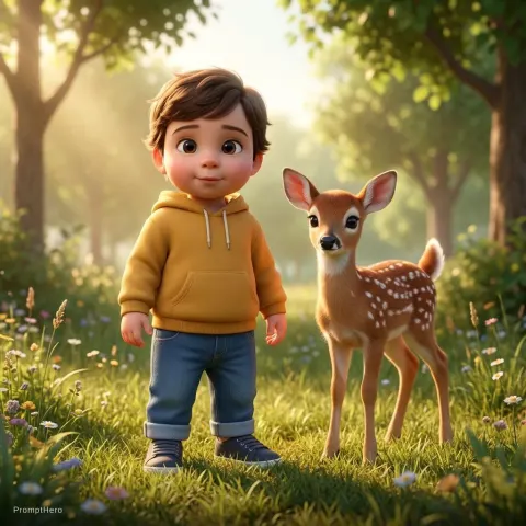 Boy Fawn Pixar Scene
