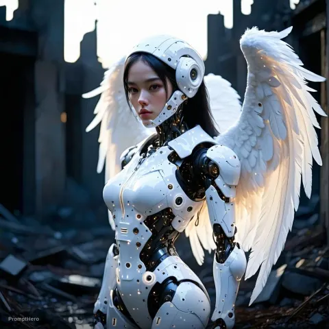 Android Angel Wings Futuristic