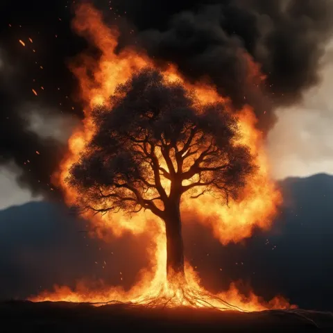 Burning Tree Cinematic Scene