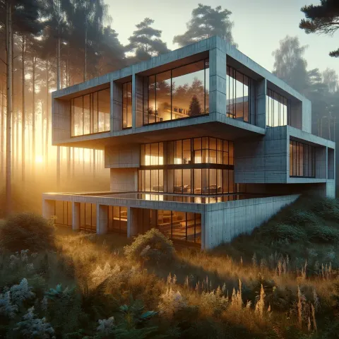 Brutalist Forest Glass House