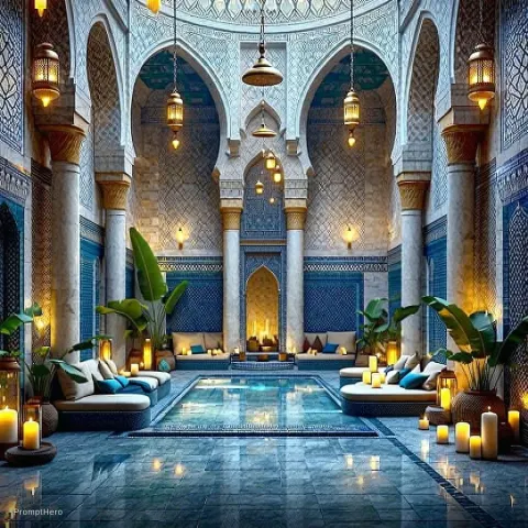 Bathhouse Candlelight Mystical Scene