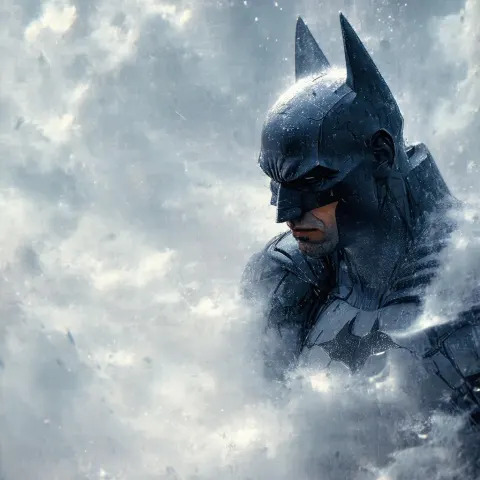 Futuristic Batman in Monochrome Cinematic Shadow