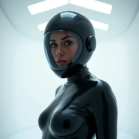 Woman Latex Futuristic White