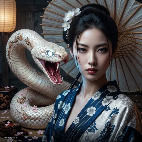 Woman Glowing Japanese Snake