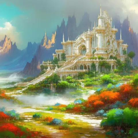 Impressionist Mechas Guarding a Baroque Alien Palace