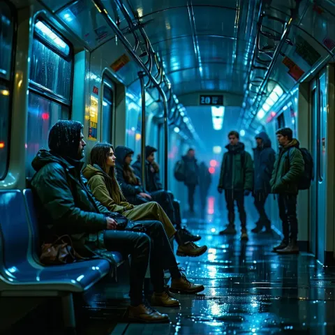 Metro Train Cinematic Noir