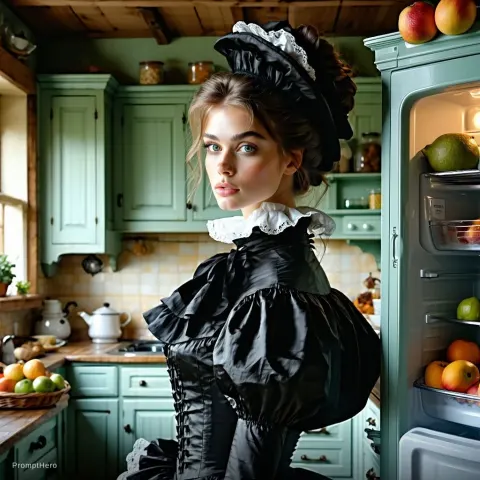 Victorian Woman Antique Kitchen