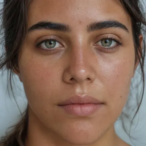 Mediterranean Woman Extreme Closeup Portrait