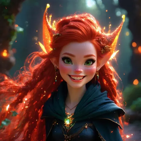 Grinning Midna With Vibrant Red Hair