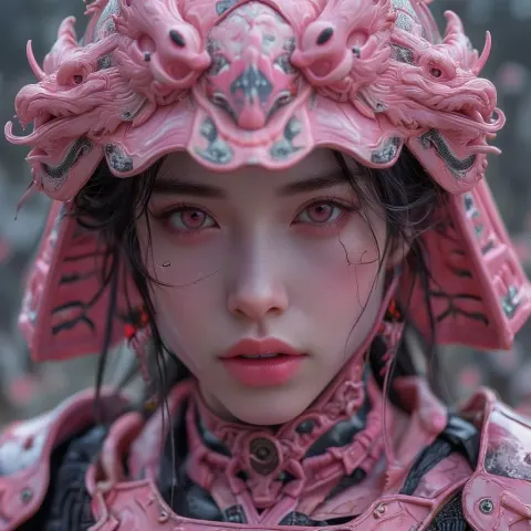 Woman Pink Samurai Armor