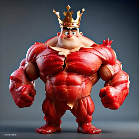 Pomegranate Muscular Hero Character