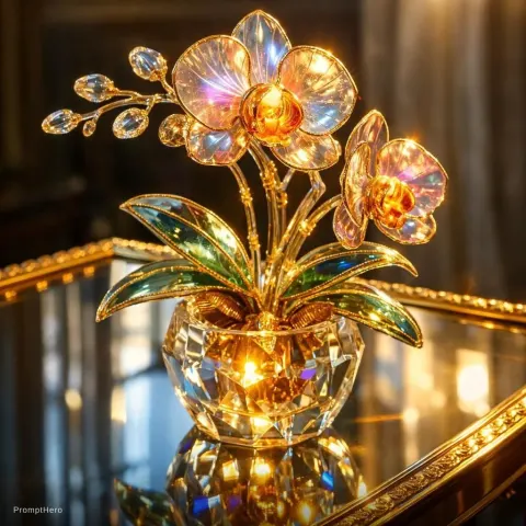 Orchid Crystal Gold Glass