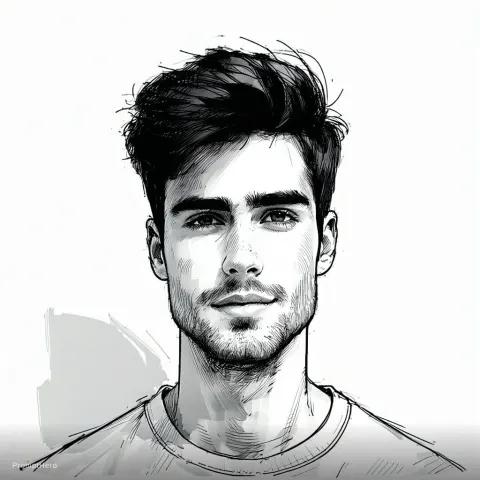 Young Man Ink Art