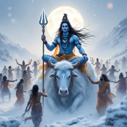 Shiva Nandi Snowy Landscape