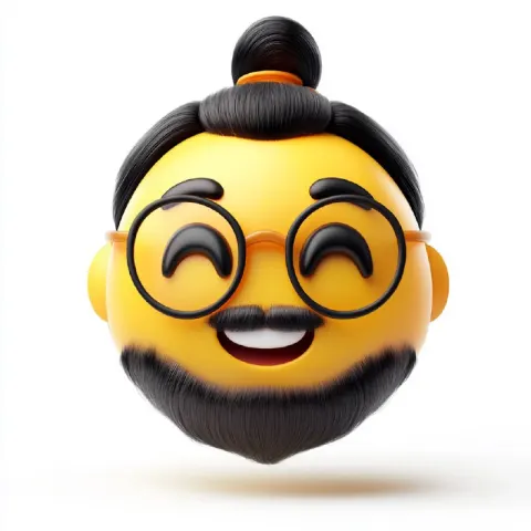 Happy Yellow Emoji with Beard and Glasses