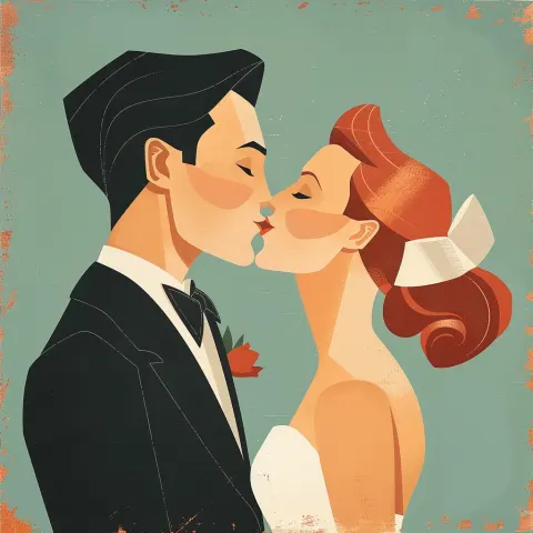 Wedding Couple Kiss