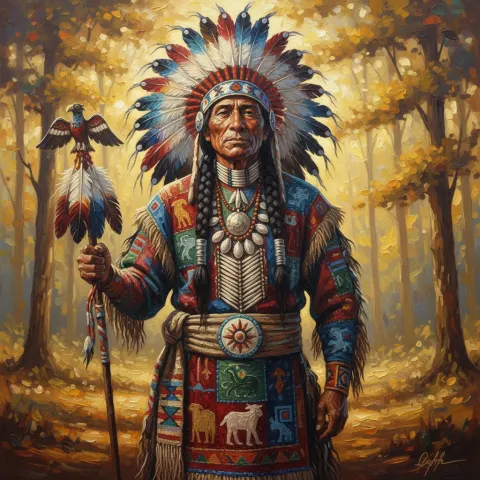 Choctaw Chief Ceremonial Attire Portrait