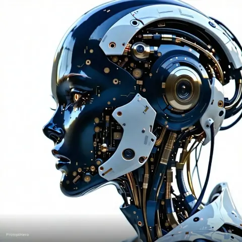 Porcelain Android Cyborg Woman Face