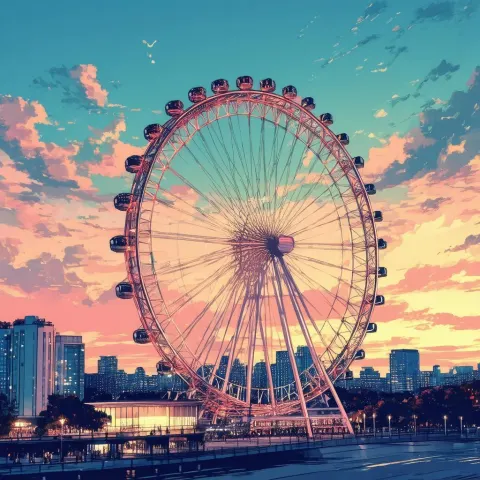 Millennium Wheel at Dusk in Bold Manga