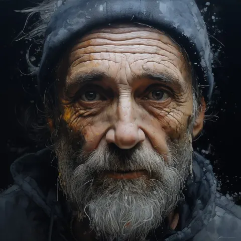 Old Man Beard Urban Portrait Style