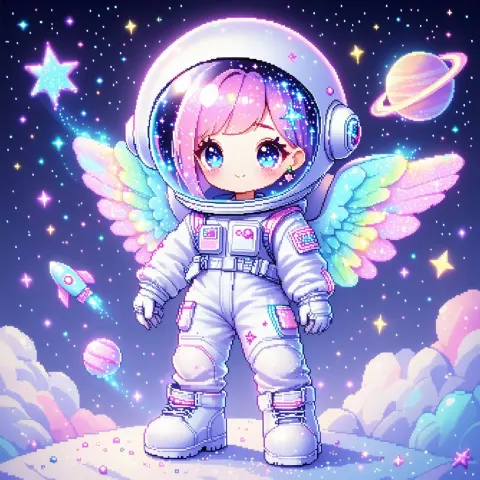 Kawaii Space Cadet Girl Holographic